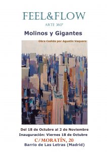 Cartel exposición Molinos y Gigantes en la galería de arte Feel&Flow de Madrid