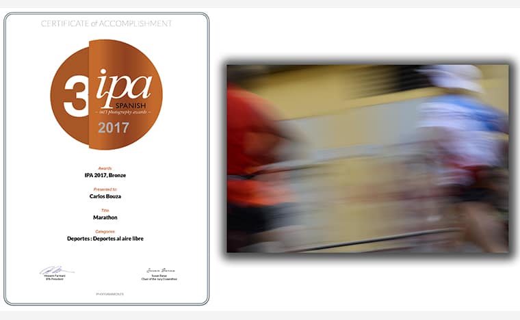 Mi fotografía "Marathon" ha sido galrdonada con el premio Bronce en los International Photography Awards (IPA) Spain en la categoría de "Deportes al aire libre".